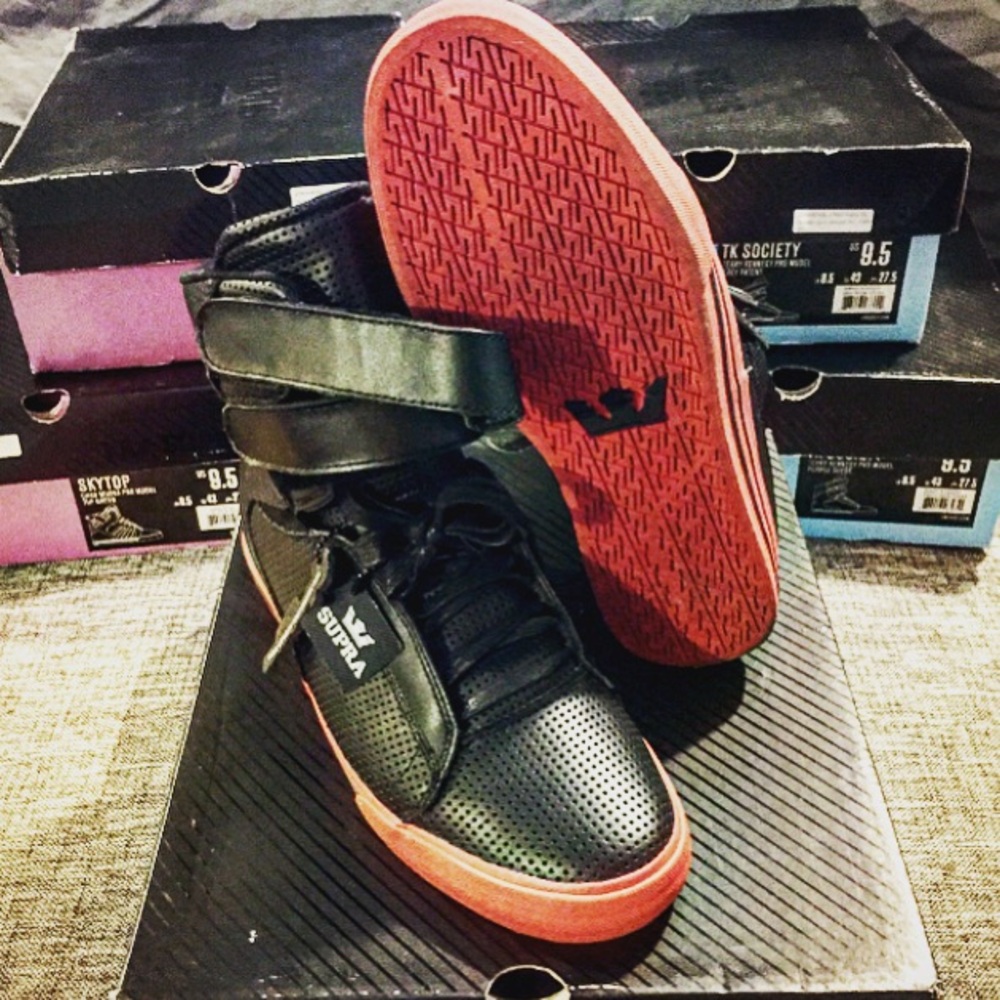 Supra TK's Men's Black and Red High-Top Sneakers
